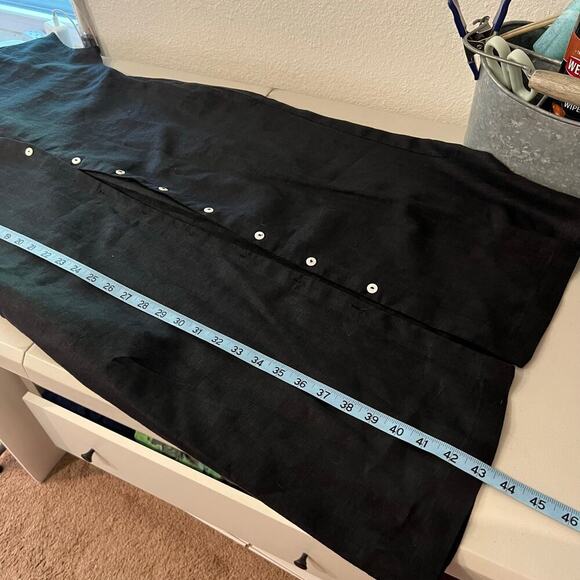 Two Days Off Kaneko Black Linen Button Front Cap Sleeve Midi Dress Size Medium - Picture 10 of 12